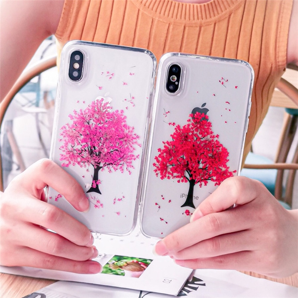 Beautiful Hand Pressed Red Cherry Blossom iPhone X/XS Case - Picture 4 of 4